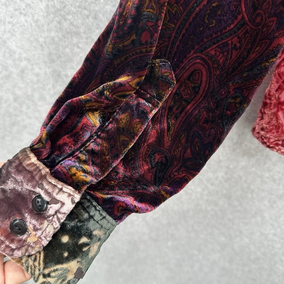 COLDWATER CREEK Women's Silk Velvet Sheer Burnout Button Front Top‎ Size Medium - Picture 7 of 9